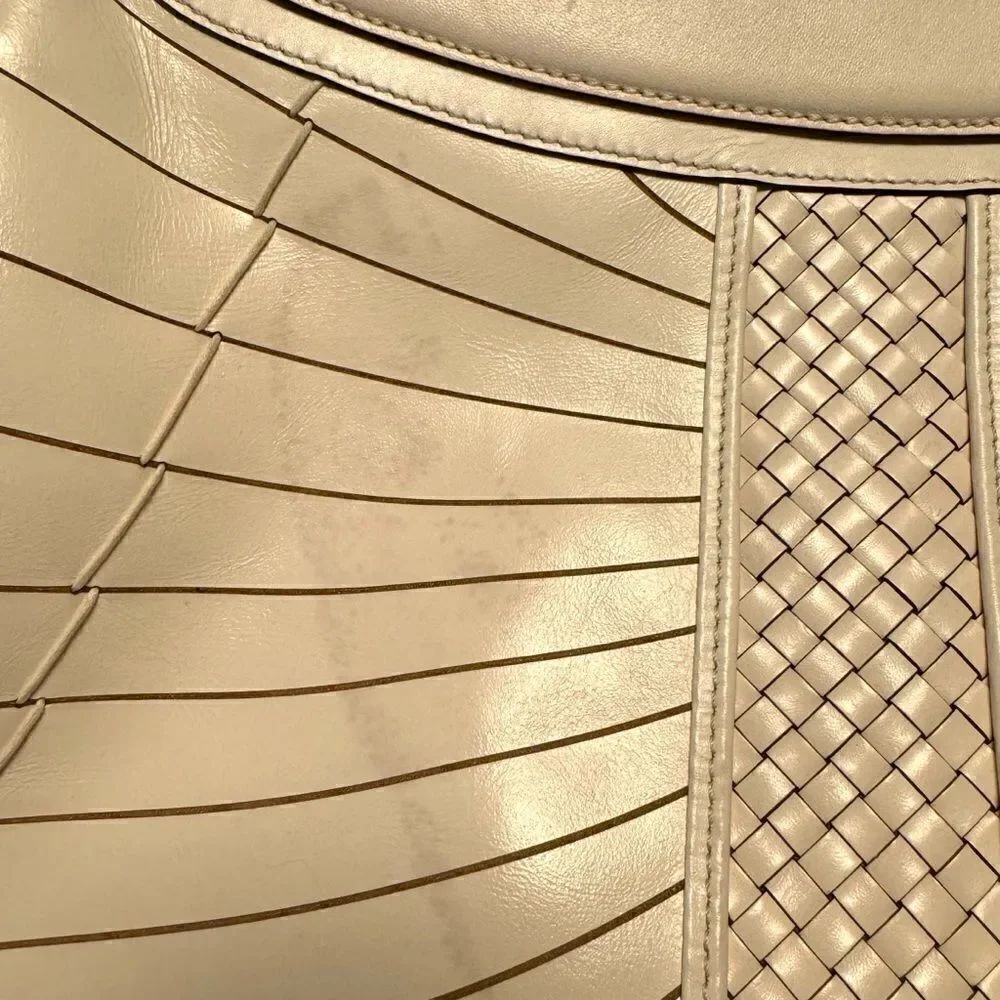 Cole Haan Woven White Leather Tote Bag Purse - Picture 4 of 7
